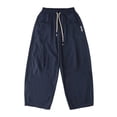 thumbnail image 6 of Hurxie Boys Baggy Sweatpants Wide Leg Open Bottom Elastic Waist Athletic Joggers Pants with Pockets Navy,14-15 Years, 6 of 7