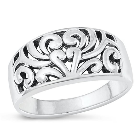 Wholesale Filigree Design Ring .925 Sterling Silver Band Jewelry Female Male Unisex Size 9