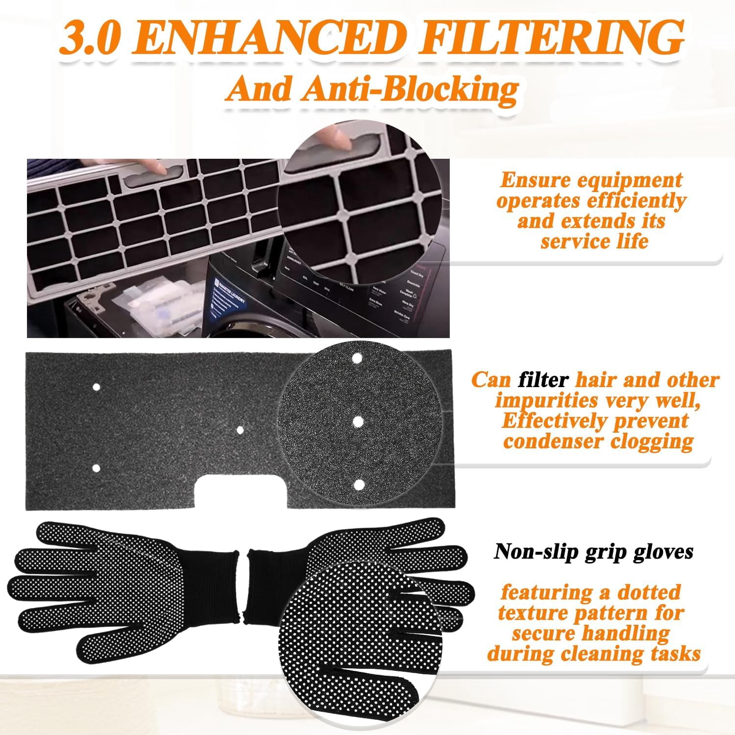 4 Pack WH01X35719 Lint Filte for GE Profile Washer Dryer Combo with Clothes Dryer Vent Cleaner Kit, Dryer Vent Brush Included