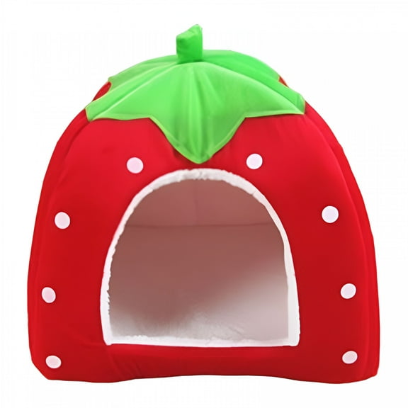 BESTSKY Strawberry Hamster House Guinea Pig Hideout Small Animal Bed Hideaway Hide Hut Cage Accessories for Autumn Winter
