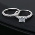 thumbnail image 3 of Bow Jewel 1.87 Ct VVS1/D Princess Cut Lab Created Simulated Diamond Ring - 14K White Gold Plated Elegant Ring for Couples - Wedding Ring Gifts for Couples - Celebrate Your Love with Timeless Beauty, 3 of 9