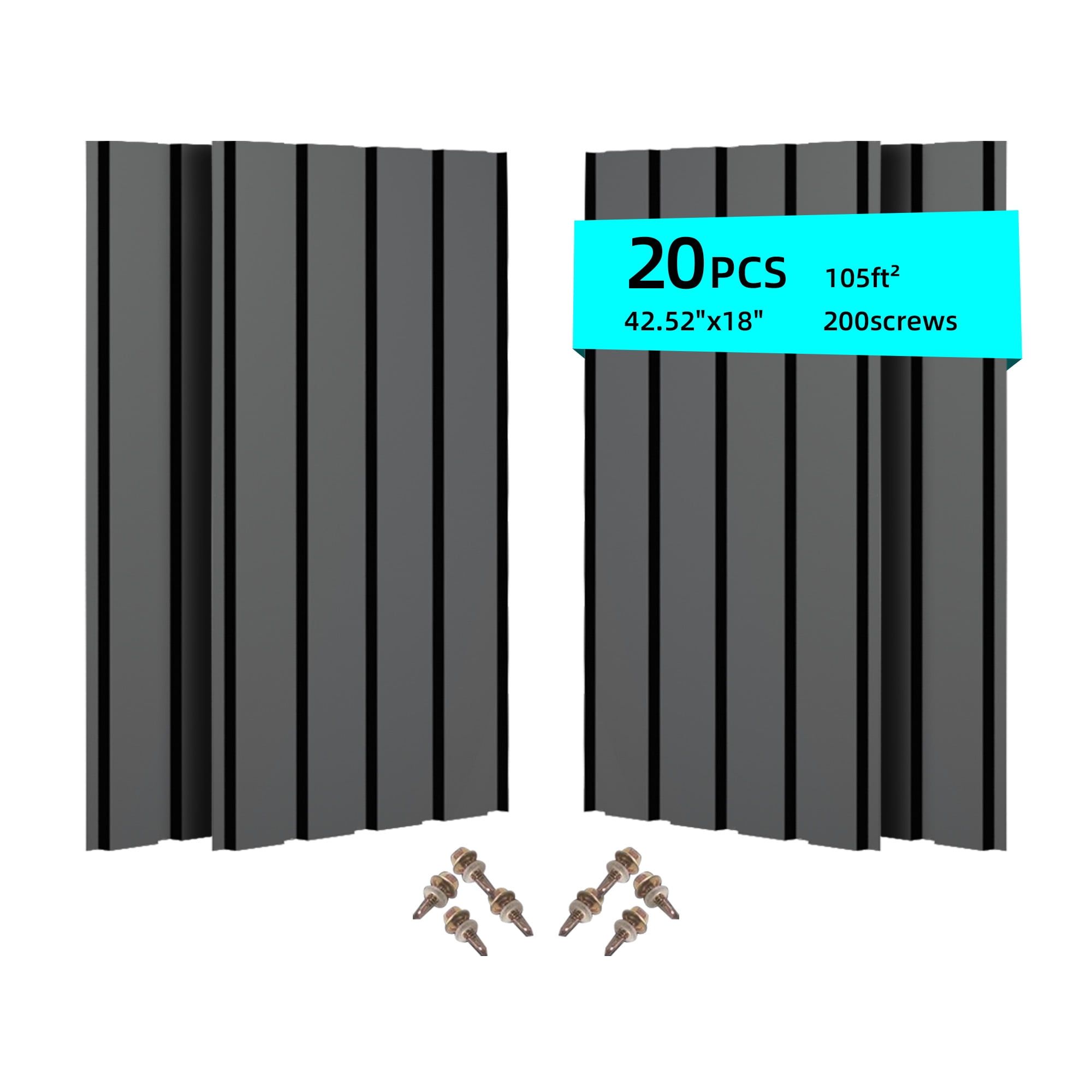 Miniyam 20 pcs 42.5" x 18" Metal Roof Panel for Carport, Gazebo Roof, Exterior Siding, Tool Shed Roof, Chicken Coop Roof, Carport Roof, House Roof