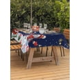 thumbnail image 2 of Outdoor Tablecloth with Umbrella Hole and Zipper, Navy Blue Christmas Rectangle Table Cloth 54x80 Inch Waterproof Tablecloth, Santa Snowman Xmas Gifts Snowflake Winter Picnic Table Cover for Patio, 2 of 7