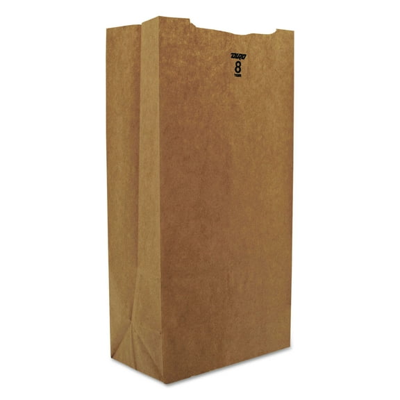 #8 Paper Grocery Bag, 35lb Kraft, Standard 6 1/8 x 4 1/6 x 12 7/16, 2000 bags