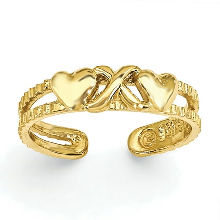 - 14K Yellow Gold Hearts & X Toe Ring