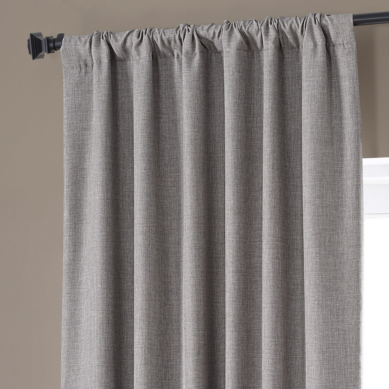 Signature Destination Slate Faux Linen Blackout Curtain (1 Panel), Destination Slate, 50W X 84L