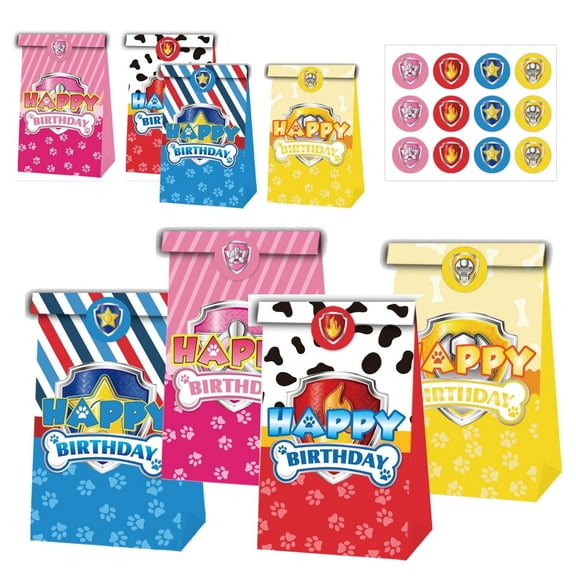 12 PCS Birthday Party Gift Bags Dog Party Bags Paw Patrol Gift Bags Favor Bags Dog Theme Goodie Bags