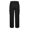 thumbnail image 4 of WREESH Men's Cargo Pants Sweatpants Heavy Solid Color Straight Wide Leg Pants Casual Sports Pants Black, 4 of 6