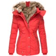 thumbnail image 5 of yuCgh Women's Solid Color Hooded Jacket Cotton Jacket with Mid-Length Design for Winter Warm and Comfortable Outerwear for Daily Use,Red 2XL, 5 of 7