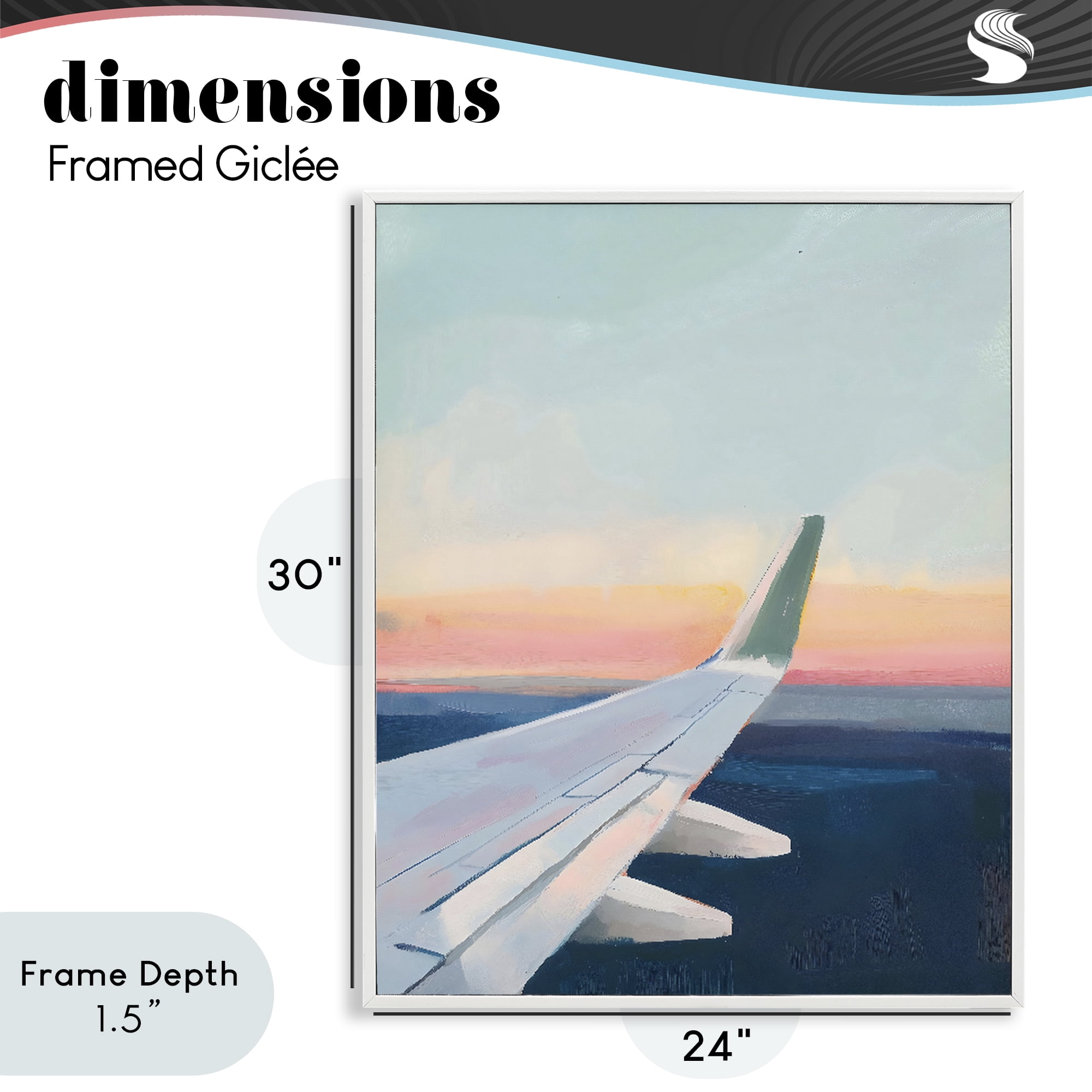 Stupell Industries Airplane Wing Sunset White Framed Giclee Art, design by The Prints Vibe