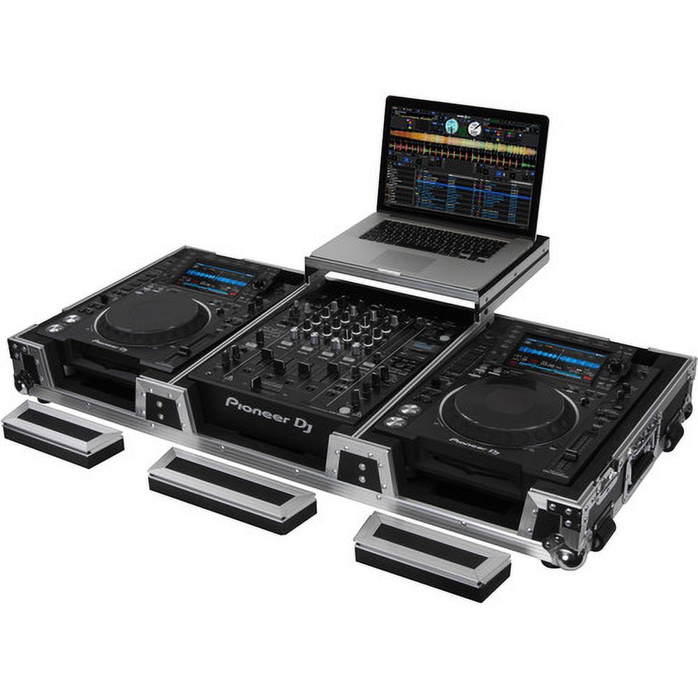 LOW PROFILE (1-TIER) GLIDE STYLE DJ COFFIN W/WHLS FITS 2 LARGE FORMAT CD/DIGITAL MEDIA PLAYERS & A 12" FORMAT DJ MIXER *Replaces the FZGSL12CDJW