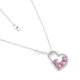 thumbnail image 2 of Valentine Heart Necklace 925 Sterling Silver Simulated Pink Quart Gemstone Gift for Love, 2 of 5