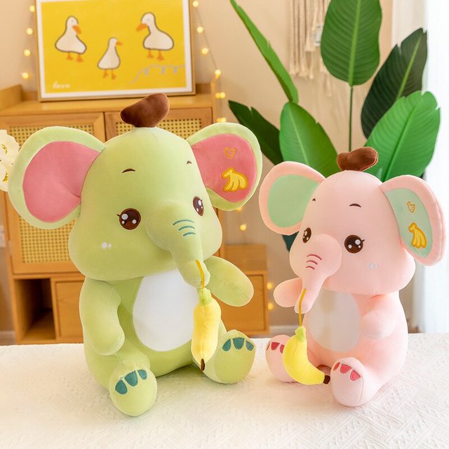 2022 New Elephant Plush Toy / Small Elephant Doll with Banana / Children's Birthday Gift / Family / Studio Decoration zhangmengya LED