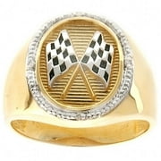 10kt Yellow Gold Gents Racing Ring with Diamond Accents