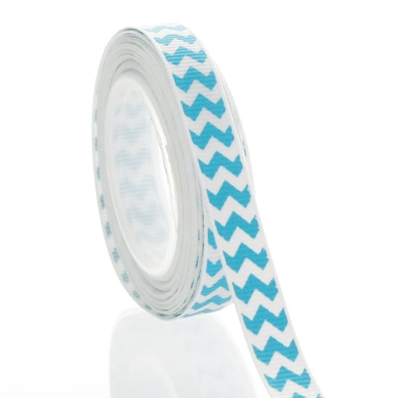 3/8" Turquoise Chevron ZigZag Grosgrain Ribbon 5 Yard