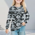 thumbnail image 2 of BFHHYA Girls' Camo Long Sleeve Top Crew Neck Casual Shirt Loose Fit Pullover for Kids for Weekend Outdoor Play 5-14Y, 2 of 8