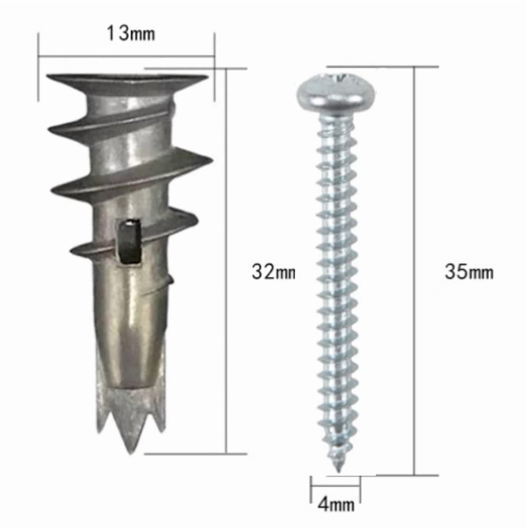 120pcs Self Drilling Drywall Anchors with Screws Kit, Zinc Plated Steel Ancors and Screws for Heavy Duty Cabinets, Shelves, Furniture, No Need to Drill Holes in Wall (3 Sizes)