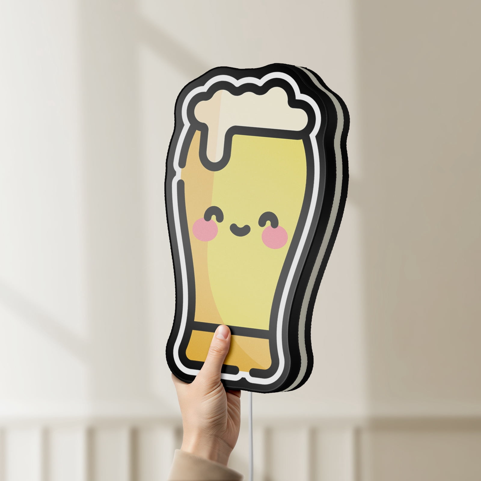 Alcohol Beer 3D Novelty Light Box, Glass Lamp Decor for Beverage Lovers, Party Decor and Barroom Enthusiasts (Width 8 inch, 20cm)