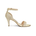 thumbnail image 3 of BLISSFUL STEP Women's Sandals Ankle Strap Stiletto Heels Glitter Sandals Gold 11, 3 of 6