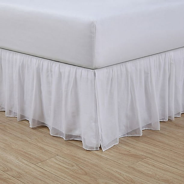 Cotton Voile 15Inch Full Bed Skirt in White