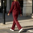 thumbnail image 6 of 2 Piece Women's Tracksuit Fall Side Striped Crewneck Long Sleeve Tops Straight Leg Pants Workout Outfits S-XXL, 6 of 7