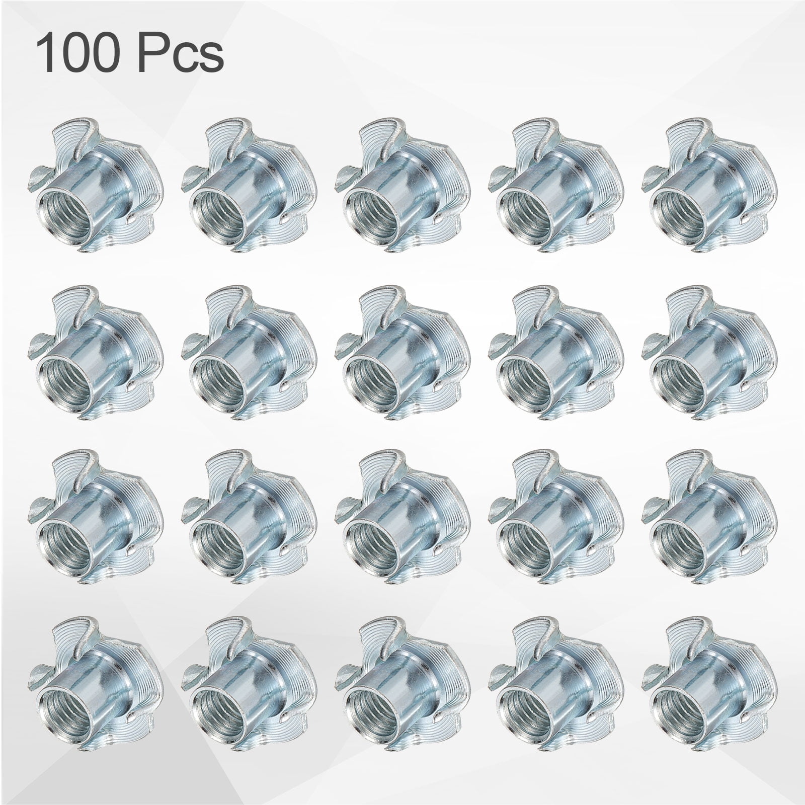M10x13mm T-Nuts 4 Pronged 0.96" x 0.51" Tee Nut Carbon Steel Fully Thread 100packs