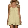 thumbnail image 2 of Women's Summer Dress 2026 A-Line Sleeveless Casual Sundress with Pockets Solid Beige L, 2 of 9