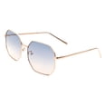 thumbnail image 2 of Oversize Polygon Sunglasses Geometric Octagon Metal Frame UV400 Gold, Blue Beige, 2 of 4
