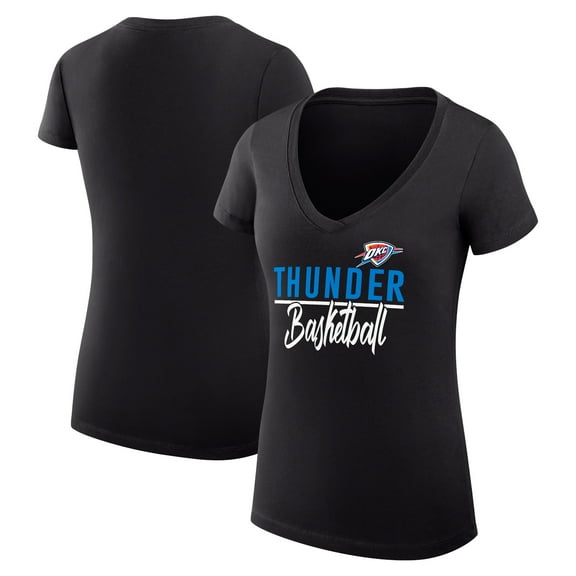 Women's G-III 4Her by Carl Banks Black Oklahoma City Thunder Super-Slim Fit Lightweight Team Sport V-Neck T-Shirt