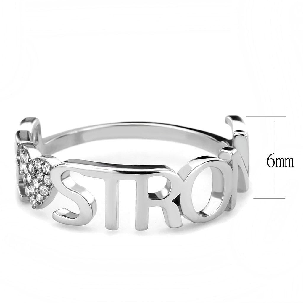 Womens Rings High polished (no plating) Stainless Steel Ring with AAA Grade CZ in Clear DA356