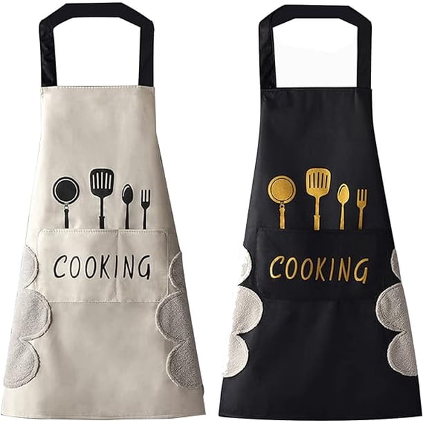 Waterproof Kitchen Apron with Hand-Wiping Pocket for Women main image 1