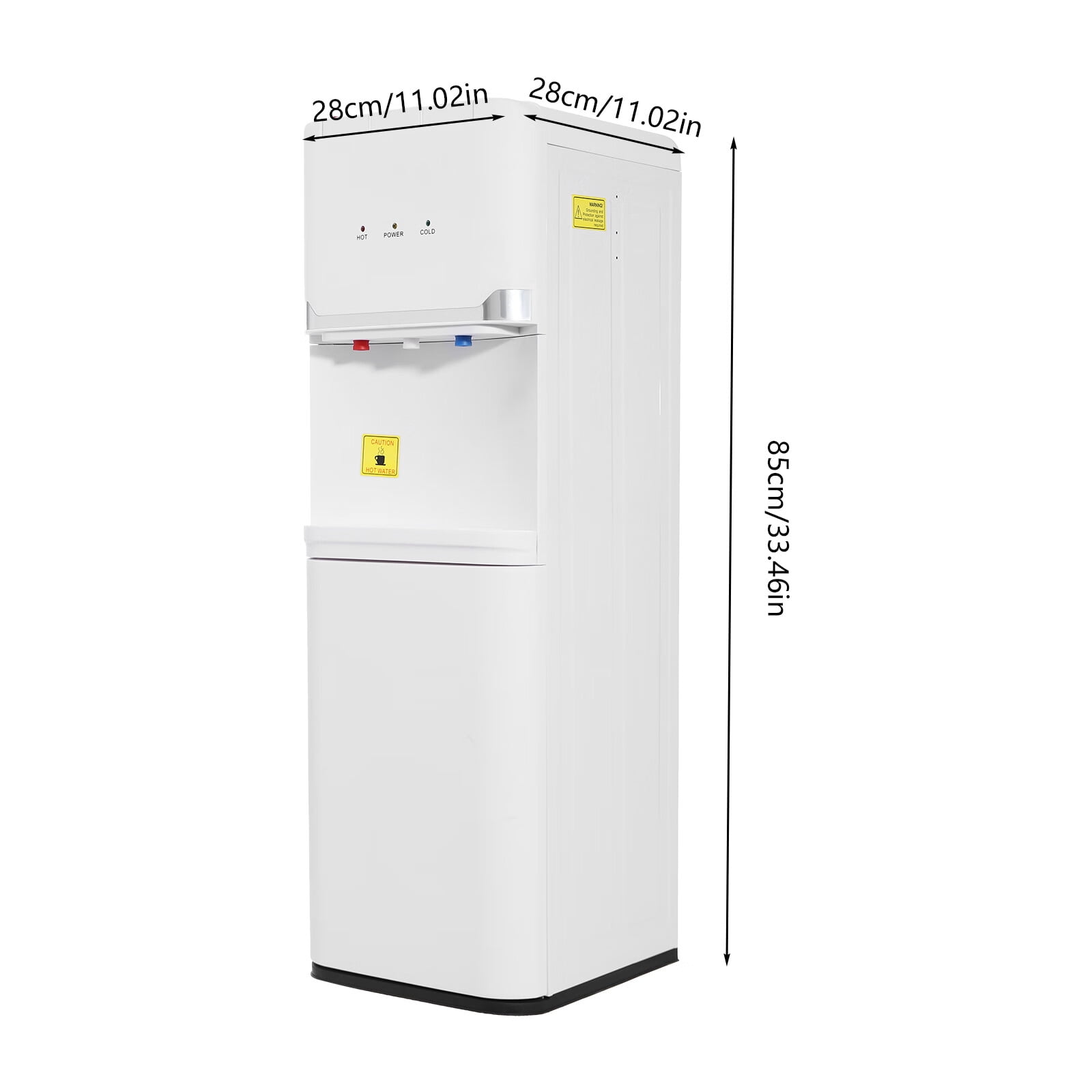 Aiqidi 550W Top Loading Water Dispenser 5 Gallon Vertical Cold and Hot Water Dispenser Home Office Dorm Anti-Scalding Design Water Dispenser with Storage Cabinet 32.68" High (White)