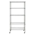 thumbnail image 5 of QXDRAGON UltraDurable Commercial-Grade 5-Tier NSF-Certified Steel Wire Shelving with Wheels, 35.43" x 17.72" x 70.87", Chrome, 5 of 8