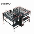 thumbnail image 6 of HICOMILA Twin Size Loft Bed with Desk and Stairs,Metal Double Loft Beds with Wardrobe and USB Outlet, Heavy Duty Loft Bed for 2 with Storage Shelves, Noise Reduced, Black, 6 of 10
