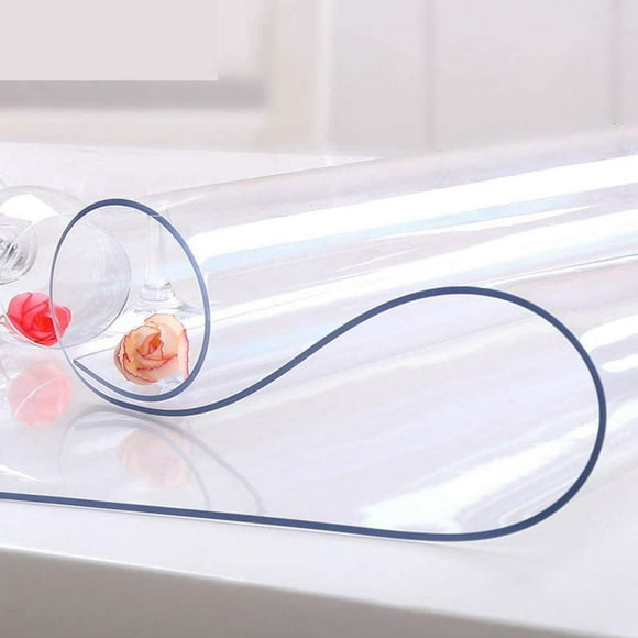 Custom Multisize 1.5mm Thick Clear PVC Table Cover Protector Waterproof Crystal Soft Plastic Tabletop Protective Pad for End Table/Night Stand/Side Table