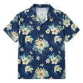 thumbnail image 7 of Men's Hawaiian Matching Set Summer Beach 2 Piece Outfits Flower Button Down Shirts and Shorts Summer Men Beach Vacation Outfits(Blue,XL), 7 of 7