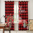 thumbnail image 4 of Valentines Day Kitchen Curtains 96 Inch Length, Red Black Buffalo Plaid Truck Rose Floral Grommet Top Bedroom Living Room Curtains, Light Filtering Cafe Curtain Drapes 2 Panels Set 104''x96'', 4 of 9