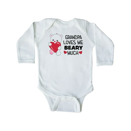 

Inktastic Grandpa Loves Me Beary Much- cute bear Gift Baby Boy or Baby Girl Long Sleeve Bodysuit