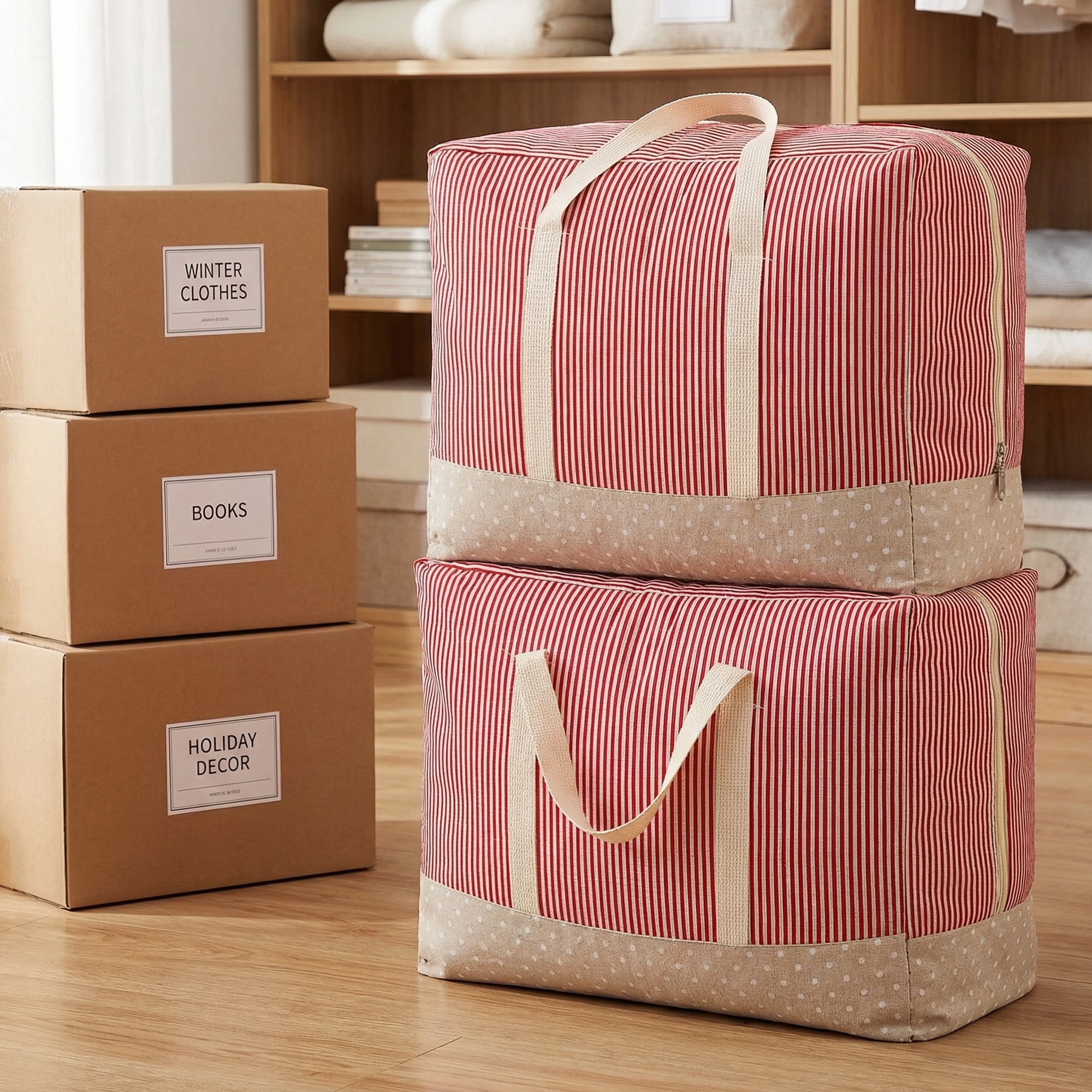 Unique Bargains Clothes Storage Bag for Closet Organizer Red 22.8"x15.7"x11.8"