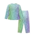 thumbnail image 2 of Junzan Beautiful Glitter Print Womens Pajama Sets,Long Sleeve Button Down For Women Pjs 2 Piece, 2 of 9