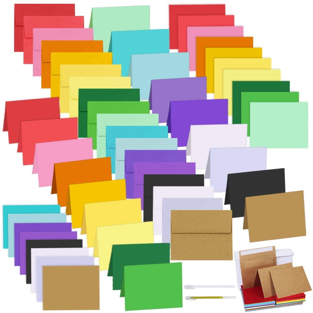 Set of 5 Hand drawn Multi Colored Blank Cards 5X7 inches; With self adhesive envelopes