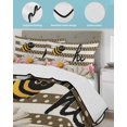 thumbnail image 3 of Twin Quilt Bedding Set, Spring Bees Daisy Reversible Summer Quilt 3 Pieces, Rustic Tulips Dots Brown Striped Burlap Lightweight Bedspreads Coverlets with 2 Pillow Shams for All Seasons, 3 of 5