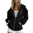 thumbnail image 5 of XIAONU Women'S Hoodies Breast Cancer Prevention Monthly Zipper Hooded Long Sleeve Pocket Drawstring Casual Fleece Sports Hoodie, 5 of 6