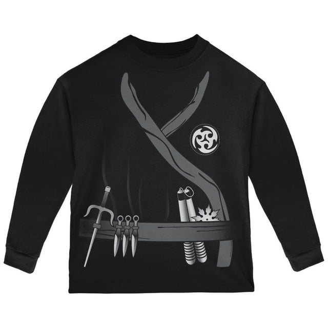 Halloween Ninja Costume d'Assassin Noir T-Shirt à Manches Longues pour Tout-Petit