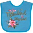 thumbnail image 3 of Inktastic Thankful and Blessed Inspirational Saying with Pink Flowers Boys or Girls Baby Bib, 3 of 4