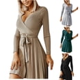 thumbnail image 1 of Gspmoly Robes pour Femmes, Mode Femmes Aguichant Décontractée à Col en V Uni à Manches Longues Ajourée Robe Mini Robes d'Été pour Femmes jusqu'à 65 % de Rabais, 1 of 8