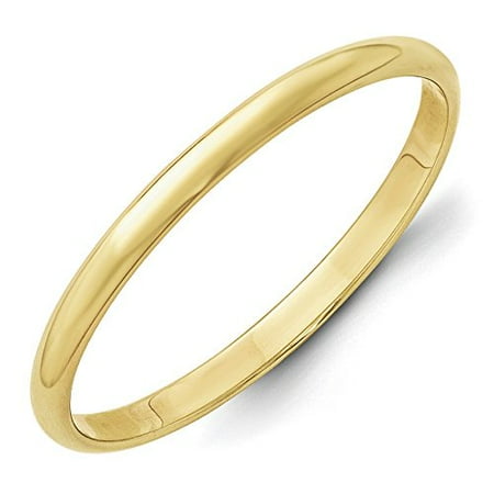10K Yellow Gold 2.00MM LTW Half Round Wedding Band Ring (5)