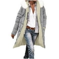 thumbnail image 3 of Winter Jacket Coats for Women Long Winter Coat Puffer Jacket with Detachable Hood and Pockets Fleece Lined Long Fluffy Parka Warm Outwear for Fall and Winter Silver XXL, 3 of 10