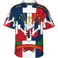 thumbnail image 2 of Dominican Republic Coat of Arms Mens Hawaiian Shirt Short Sleeve Casual Button Up Tropical Summer Beach Shirt, 2 of 9