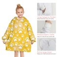 thumbnail image 6 of Yellow Dog Paw Footprint Blanket Hoodies for Kids 6-13YR Oversize Wearable Blanket Hoodies for Boys Girls Teens, 6 of 7